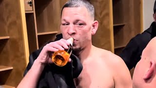 Nate Diaz CHUGS BEER after BEATING Jorge Masvidal amp CELEBRATES in LOCKER ROOM • BEHIND THE SCENES [upl. by Dorcia]