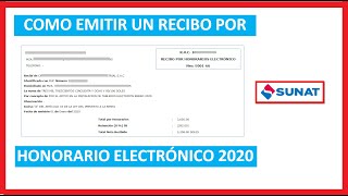 Como emitir un recibo por honorario electronico 2020  Sunat [upl. by Aenneea331]