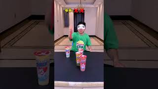 Drinking Milk Tea Challenge No Skills All LuckFunnyfamily Partygames Funny Shorts [upl. by Attikin22]