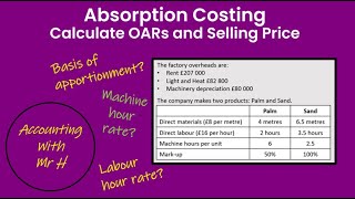 Absorption Costing  OARs and Selling Price [upl. by Sill908]