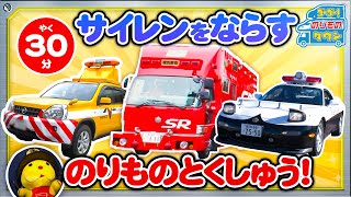 【のりもの図鑑】サイレンをならすのりもの特集！（はたらくのりもの｜ポンプ車、はしご車、パトロールカー、白バイ） [upl. by Delilah492]