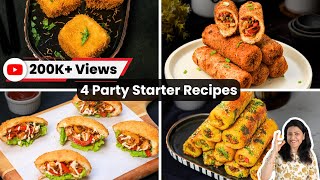 4 Quick Party Starter Recipes using Bread  4 पार्टी स्टार्टर रेसिपीस  MintsRecipes [upl. by Allehc955]