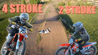 KTM 450 vs KTM 300 2 Stroke Lap Time Who Wins [upl. by Notrom781]