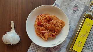 Pasta spaghetti con gamberetti e pomodoro  ricetta facile e veloce Maria cucina [upl. by Ahsiena]