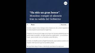 “Ha sido un gran honor trabajar estos meses con usted” Diana Mondino habló tras salir del Gobierno [upl. by Rhiana]