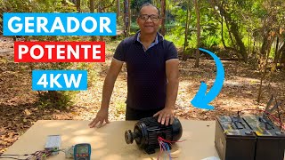 GERADOR BAIXO RPM 4KW FEITO COM MOTOR 5CV [upl. by Louls]