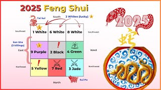 2025 Snake Year Flying Star Feng Shui Tai Sui Sui Po and San Sha afflictions [upl. by Eanert527]