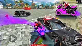 Xtreme motorbike stun driving city road openly police car attack himgaming video for Android phone [upl. by Izogn]