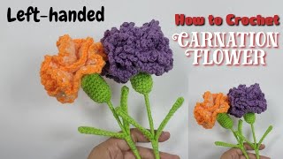 Lefthanded  How to Crochet Carnation Flower with English Subtitles [upl. by Celisse356]