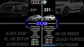 AUDI SQ8 TDI 435PS VS BMW X5 M50D 400PS ACCELERATION 0250KMH shorts [upl. by Annadroj]