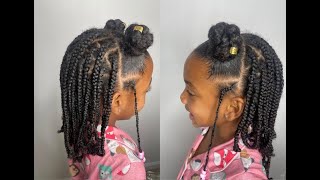 Cute Kids Natural Hairstyle  2 Buns whalf down Kids Hairstyles for type 3a3b3c4a4b4c hair [upl. by Niamrej]