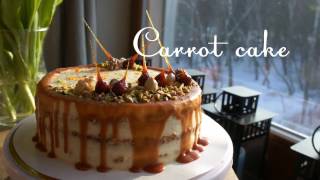 Carrot cake Cream cheese frosting Caramel sauce Best step by step recipe [upl. by Ilegna694]