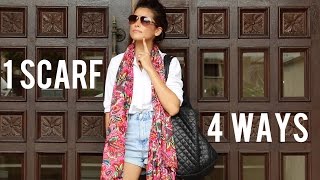 1 Scarf 4 Ways to Style it  Summer Challenge [upl. by Nagaet]