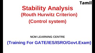 Stability analysis Routh Hurwitz criterion  control system  Tamil  GATE IES ISRO  Govt exam [upl. by Nirrol]