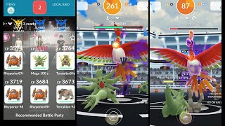 Shadow HoOh Raid in Pokémon GO with 3 Trainers  Trio Rock Counters shadowraid hooh pokemongo [upl. by Ainnet395]