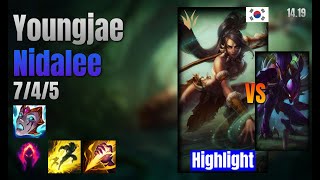 Youngjae Jungle Nidalee vs KhaZix lol KR solo rank Highlight 1419 [upl. by Aivull327]