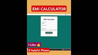 EMI Calculator Using React JS shorts reactjs coding shortvideo [upl. by Kee]