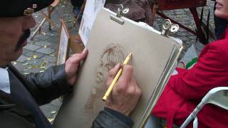 A pastel portrait Tutorial from the Place du Tertre in Paris [upl. by Mihe802]