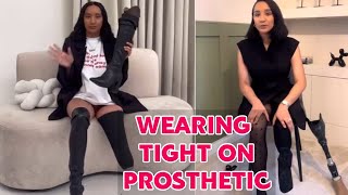 Amputee woman  adaptive prosthetic leg wearing tight vs both [upl. by Nnylrahc]