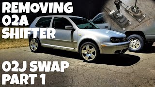 MK4 GOLF Removing 02A shifter  02A to 02J swap P1 [upl. by Nosrak]