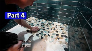 Tiling a Shower  Pebble Stone Floor  Part 4 [upl. by Wachtel]