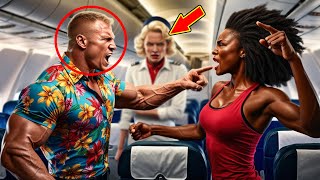 Racist White Man Hits Black Woman On A Plane Gets Shocked When She Fights Back [upl. by Yrogreg]