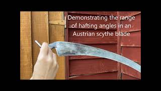 Demonstrating the range of hafting angles in an Austrian scythe blade [upl. by Adnilram29]