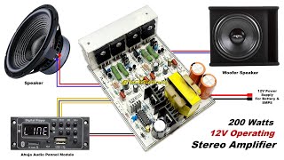 200W Amplifier Complete Wiring  12V Operating Amplifier  You Like Electronic [upl. by Ecahc]