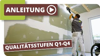 Qualitätsstufen Q1  Q4 beim Gipskarton spachteln amp streichen [upl. by Ssitnerp]