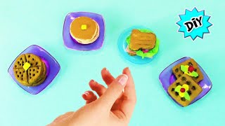 🥪 Como Hacer Comida MINIATURA para muñecas Barbie RECICLANDO HotCakes Wafles Pan y Sandwiches [upl. by Nahpets]