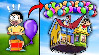 Shinchan Flying House With Balloons🎈 [upl. by Gorey]