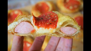 Greitos bandelės su dešrelėm  Bandelės su sūriu  Kaip greitai iškepti bandeles  Puff pastry buns [upl. by Ilrebmyk36]