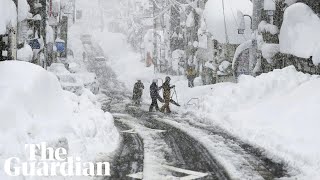 Heavy snow causes deaths and power outages in Japan [upl. by Ttessil]