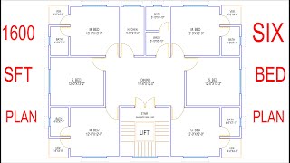 HOUSE PLAN DESIGN  EP 122  1600 SQUARE FEET 6 BEDROOMS HOUSE PLAN  LAYOUT PLAN [upl. by Diraf]