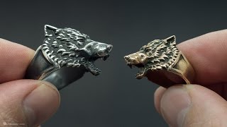 Wolf head ring Silver brass [upl. by Moth]