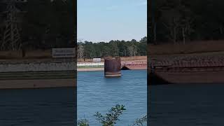 Nice day to fish Guntersville Dam and spotted a barge fishing fishingvideos shorts [upl. by Notlrak]