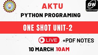 PYTHON PROGRAMMING I UNIT II ONE SHOT I Python Program Flow Control Conditional blocks [upl. by Madden]