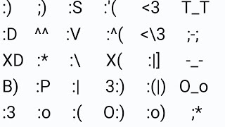 Meanings of All Simple Emoticons  Part 1  How to Type Emoticons in Text Messages amp Comments [upl. by Lepper]