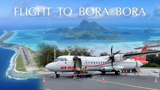 Air Tahiti ATR72 flight to Bora Bora stunning views [upl. by Rebe353]