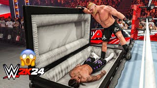 Brock Lesnar Destroys Dominik Mysterio in Casket Match at Monday Night Raw  WWE 2K24 Gameplay [upl. by Mapes947]