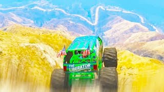 GTA 5 Funny Moments  Biggest Monster Truck Jump GTA V Online Gameplay [upl. by Anevad]