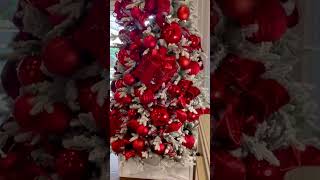 Stunning 10Foot Flocked Christmas Tree Decorated in Red A Bold and Elegant Look [upl. by Ellenej]