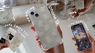 ☁🤍iphone 13 unboxing starlight 256gb  cute cases and accessories [upl. by Eldora]