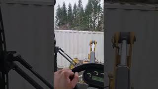 Moving shipping container with wheel loader [upl. by Shuma]