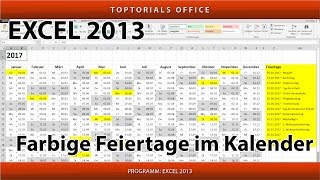 Feiertage im Kalender farbig markieren Microsoft Excel [upl. by Alaehcim]