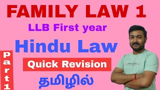 Hindu Law in tamil part1 l LLB Exam Revision l Family Law 1 [upl. by Yornek]