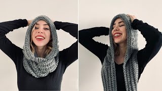 HOODED SCARF  FREE CROCHET PATTERN [upl. by Imrots]