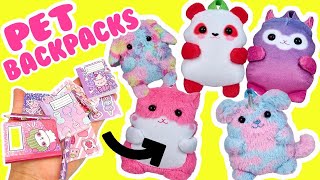 Plushie Pet Backpacks Back to School with Mario and Peach Dolls [upl. by Keisling]