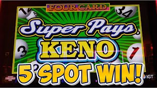 KENO  Super Pays Keno 5 Spot Win kenonation keno lasvegas [upl. by Acima782]