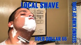 Shaving with a straight razor Gold dollar 66 [upl. by Yelha]